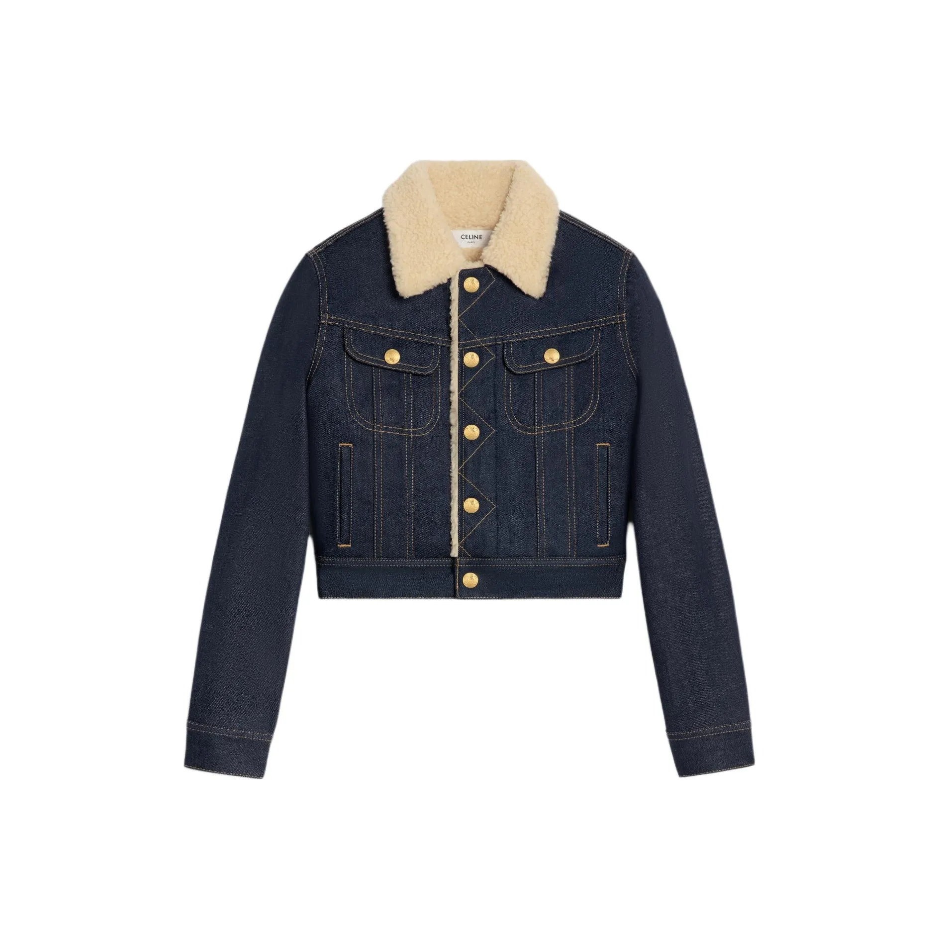 CELINE Trucker Button Up Sherpa Jacket