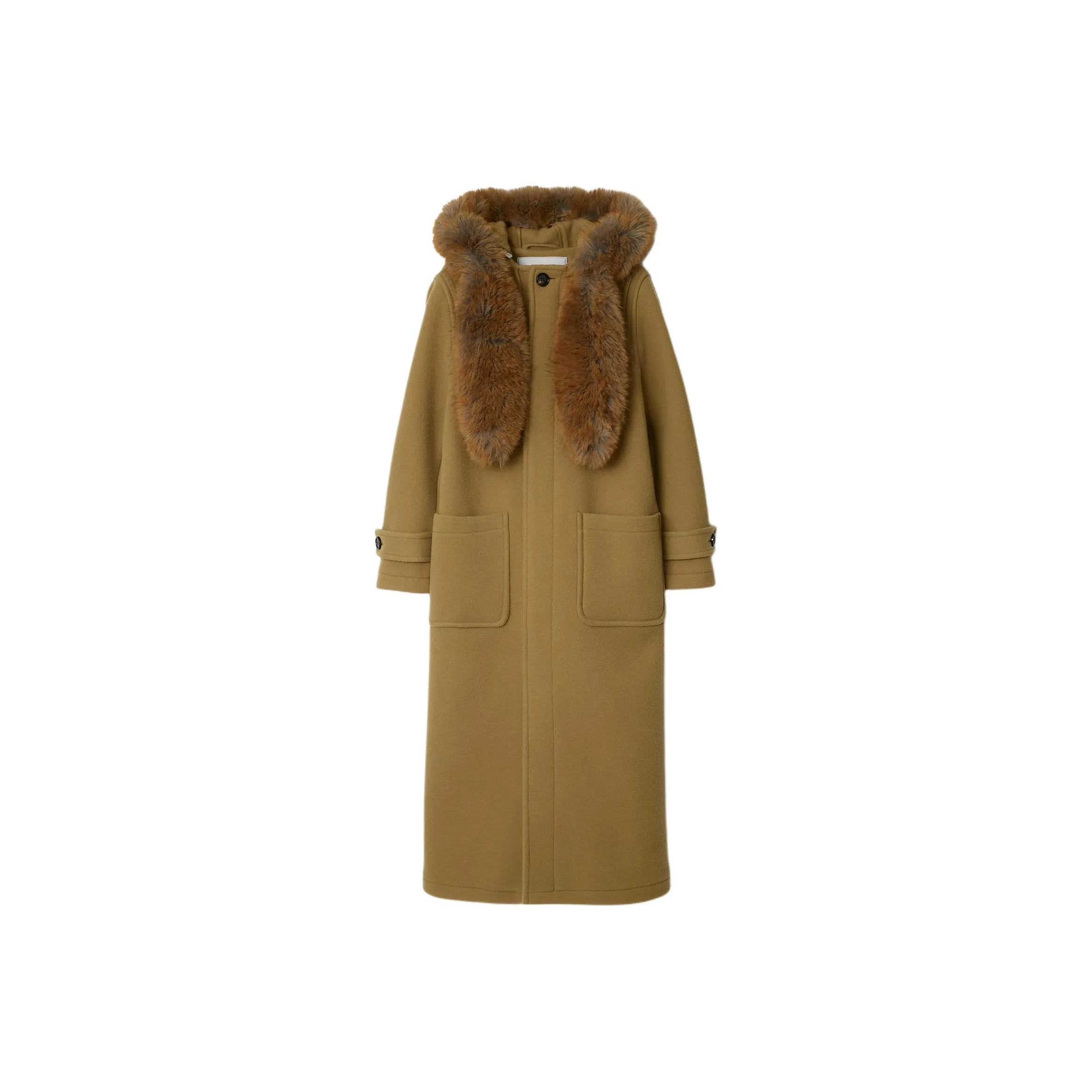Burberry Faux Fur Trim Long Sleeved Duffle Coat