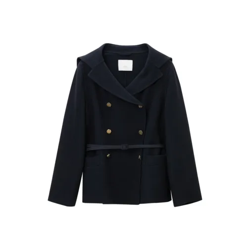 OVV Coats Women's Navy Blue Solid Color B5