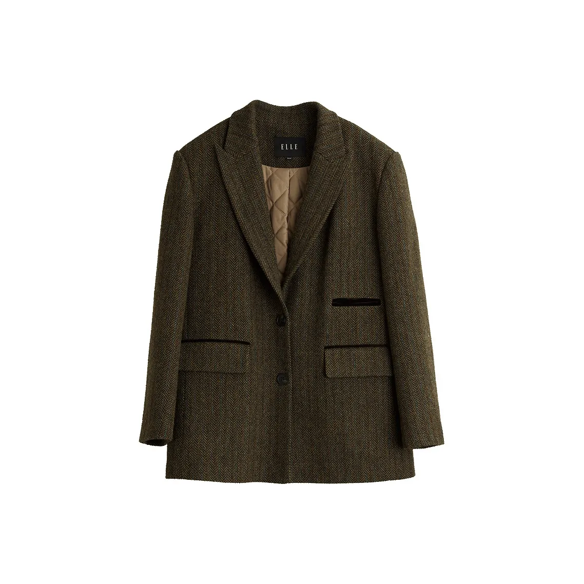 ELLE Coats Women's Coffee Plaid