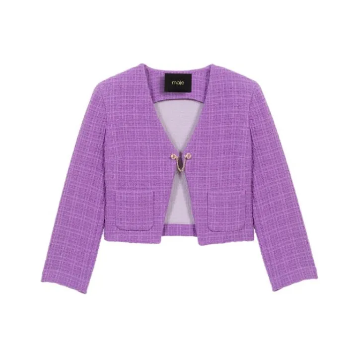 Maje Фиолетовое Женское Короткое Пальто