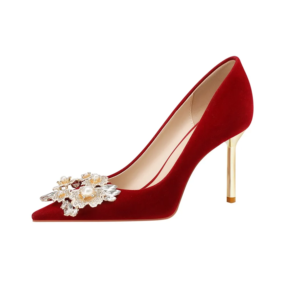 Lan Miao Узкий каблук Высокие каблуки Женские Бордовый