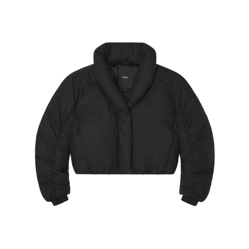 Khy DROP 002 Series Cropped Cotton Down Jacket Women's Black Куртка из хлопка с укороченным кроем и пуховым наполнителем женская черного цвета