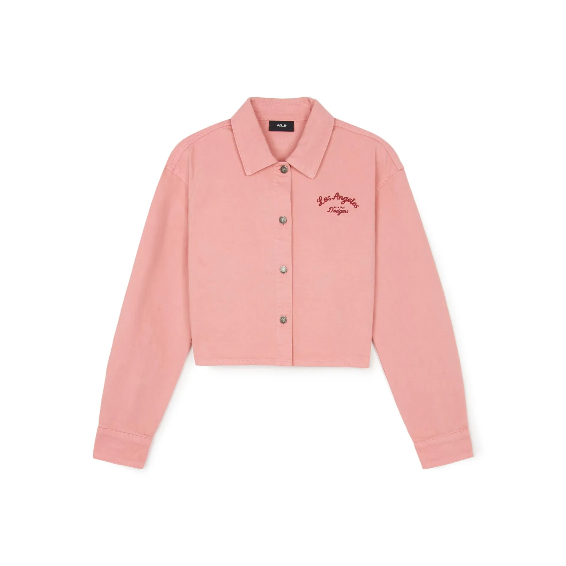 MLB Varsity Los Angeles Dodgers Denim Jacket Women's Pink