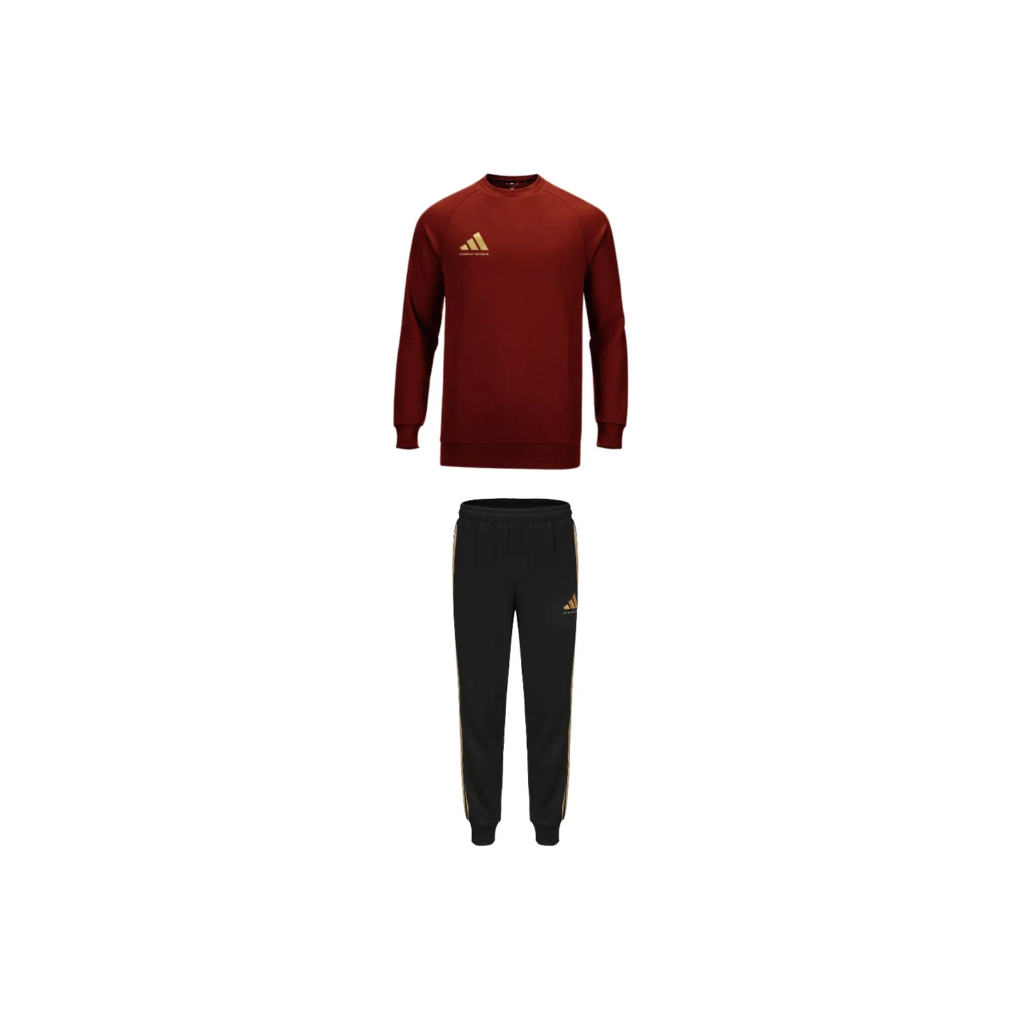 Adidas Повседневный Спортивный Комплект Унисекс Красный Золото Топ + Черные Штаны