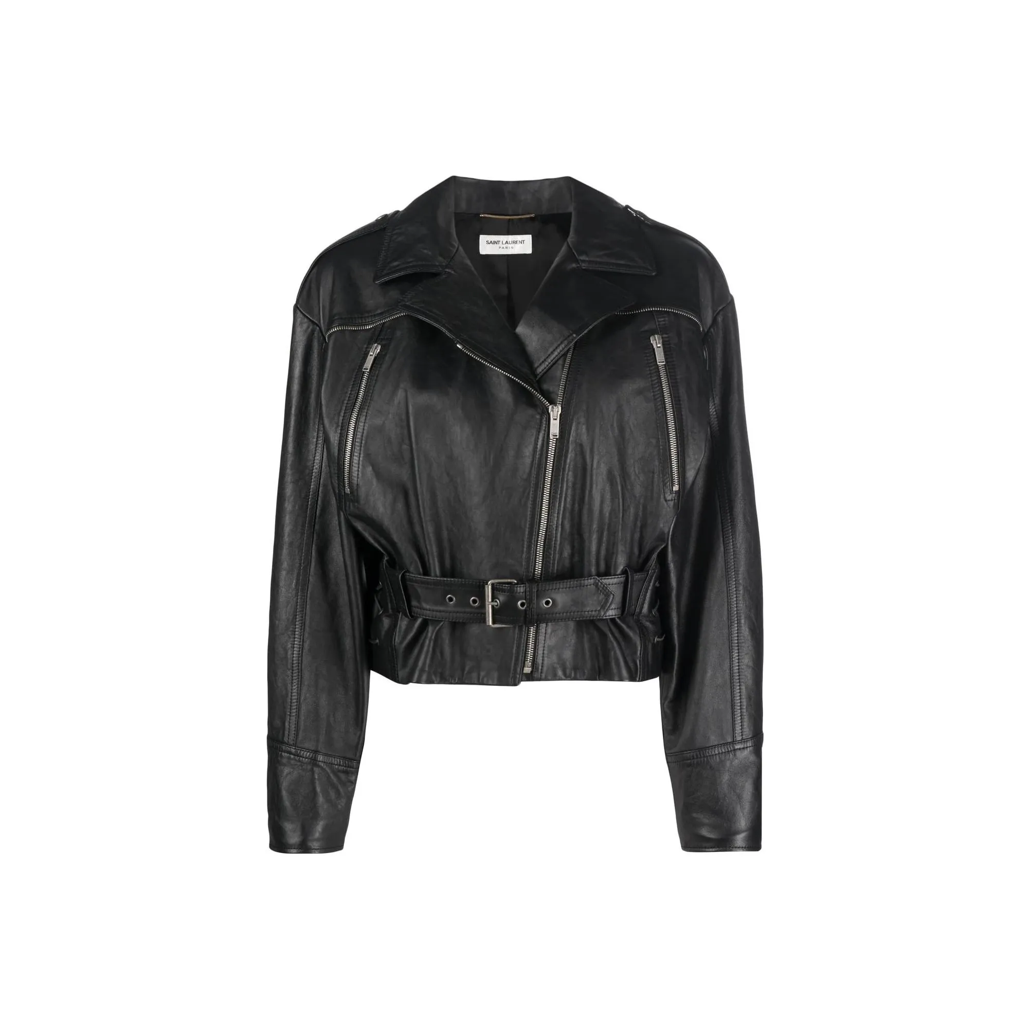 SAINT LAURENT Leather Jackets Women's Black