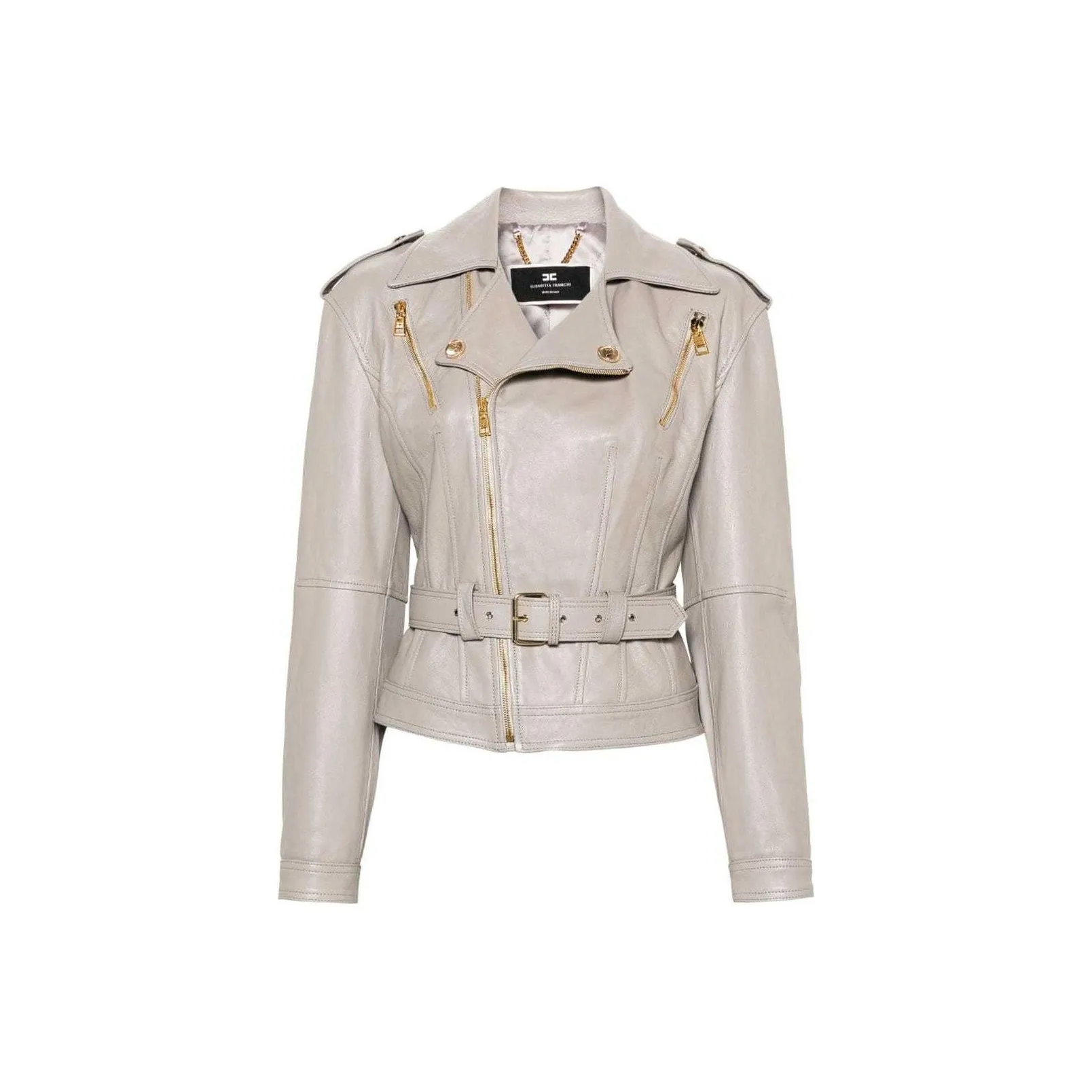 Elisabetta Franchi SS24 Leather Jacket Women's Gray