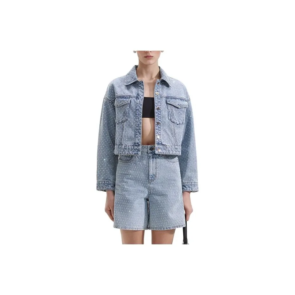 Self portrait Denim Jacket Women's Light Denim Blue