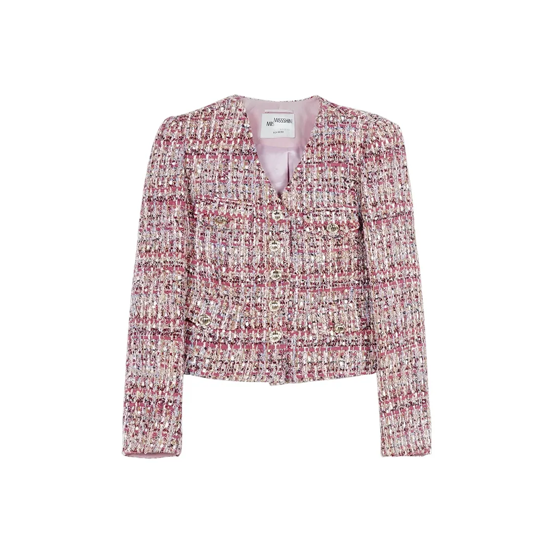 MISSSHINE Cropped Coat Women's Pink Purple