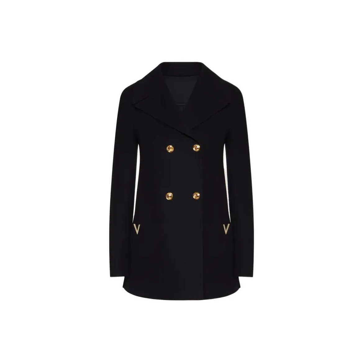 Valentino VLogo Plaque Long Sleeved Peacoat