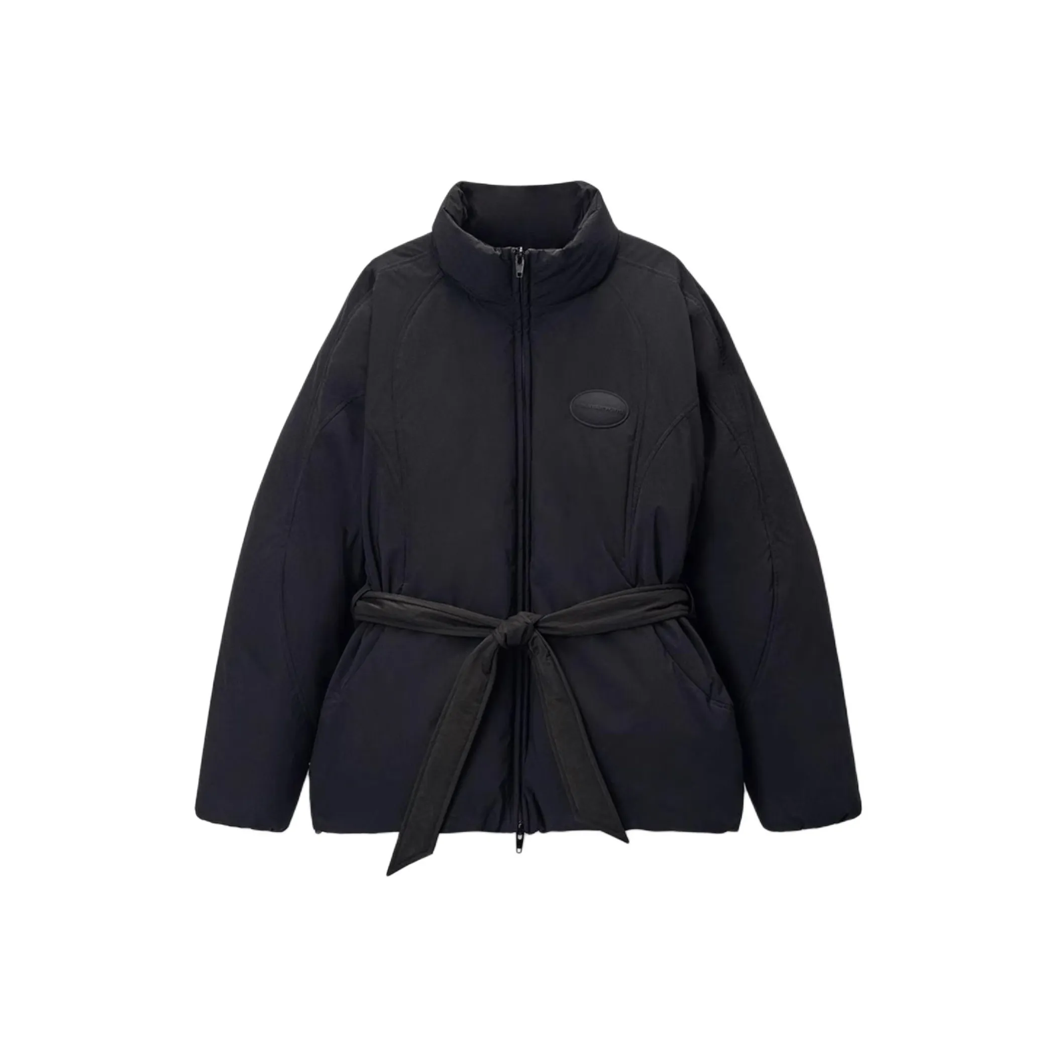 Alexander Wang Dome Silicone Patch And Self Belt Puffer Coat Black