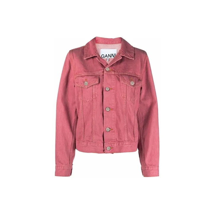 GANNI Denim Jackets Women's Pink