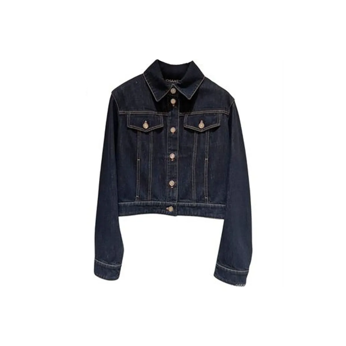 CHANEL Denim Jacket Women's Dark Blue
