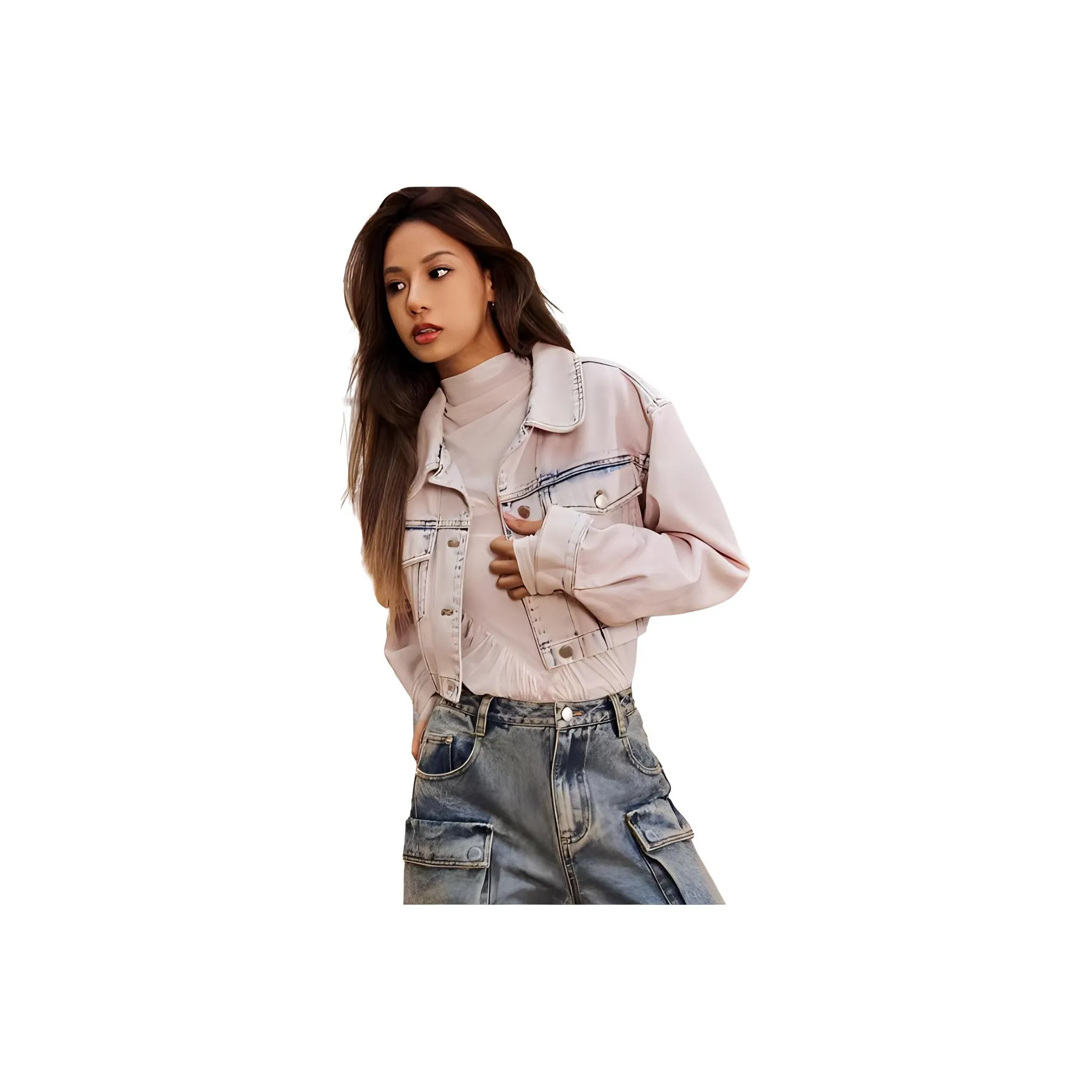 VICTORIA ALLEN Джинсовая куртка Женская Розовая