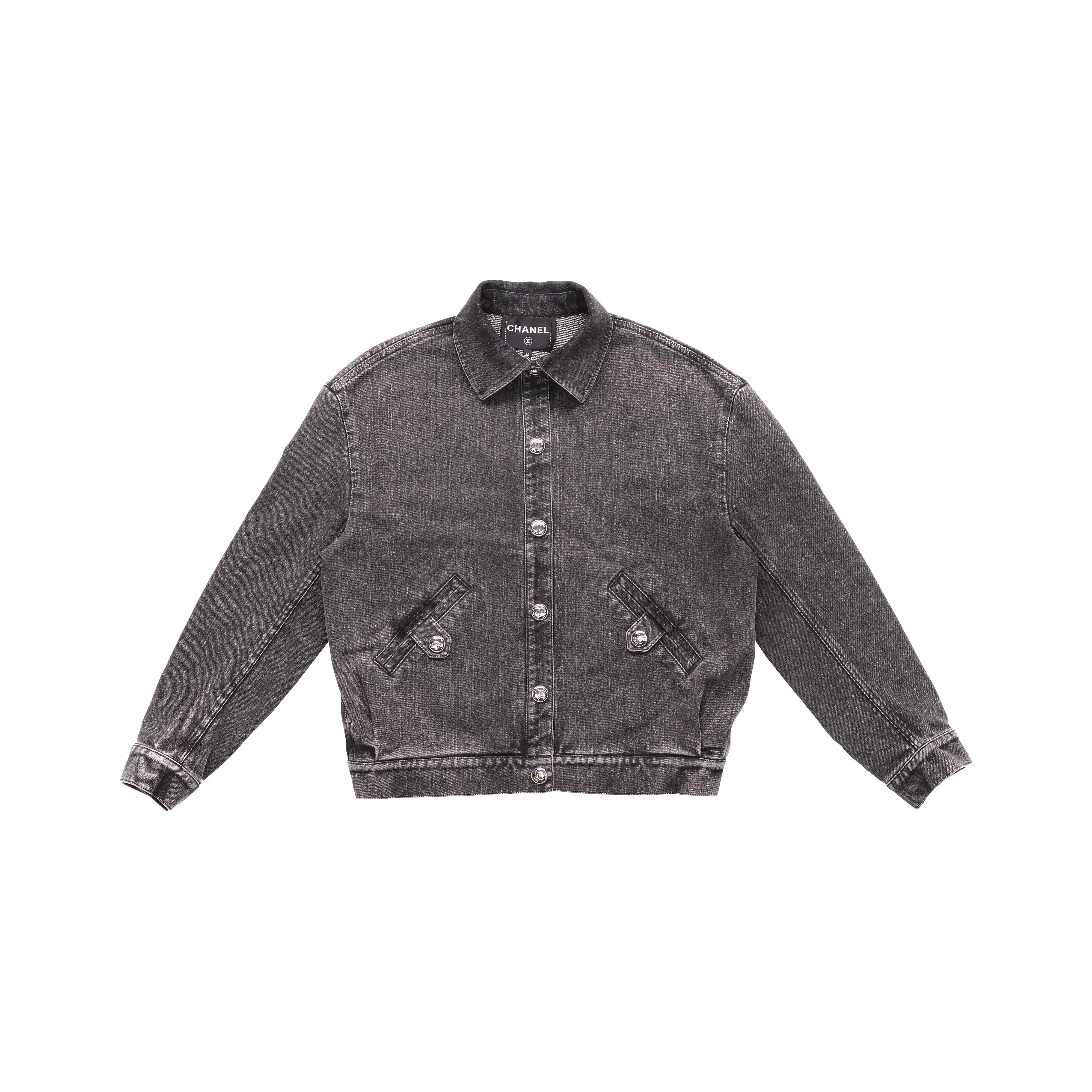 CHANEL Denim Jacket Women's Gray