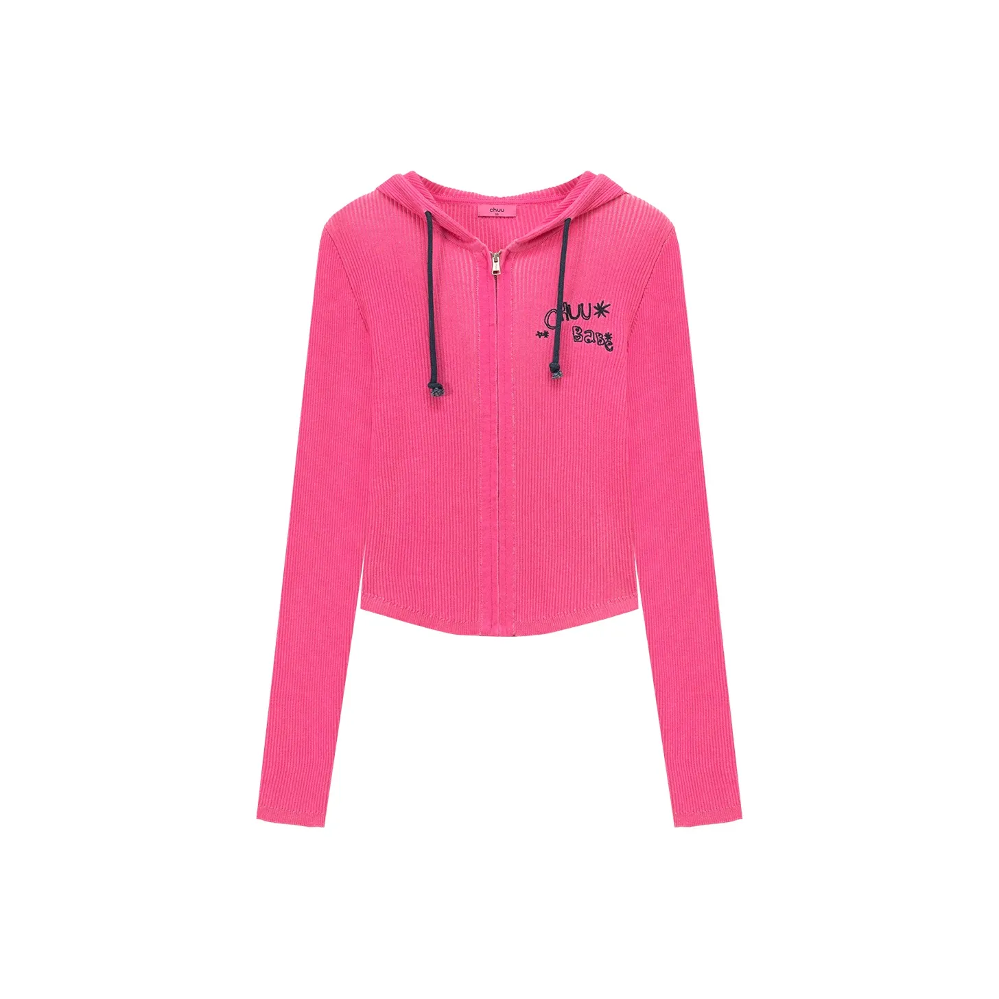 CHUU Knitted Fabric Short Coat Women's Light Gray/Pink