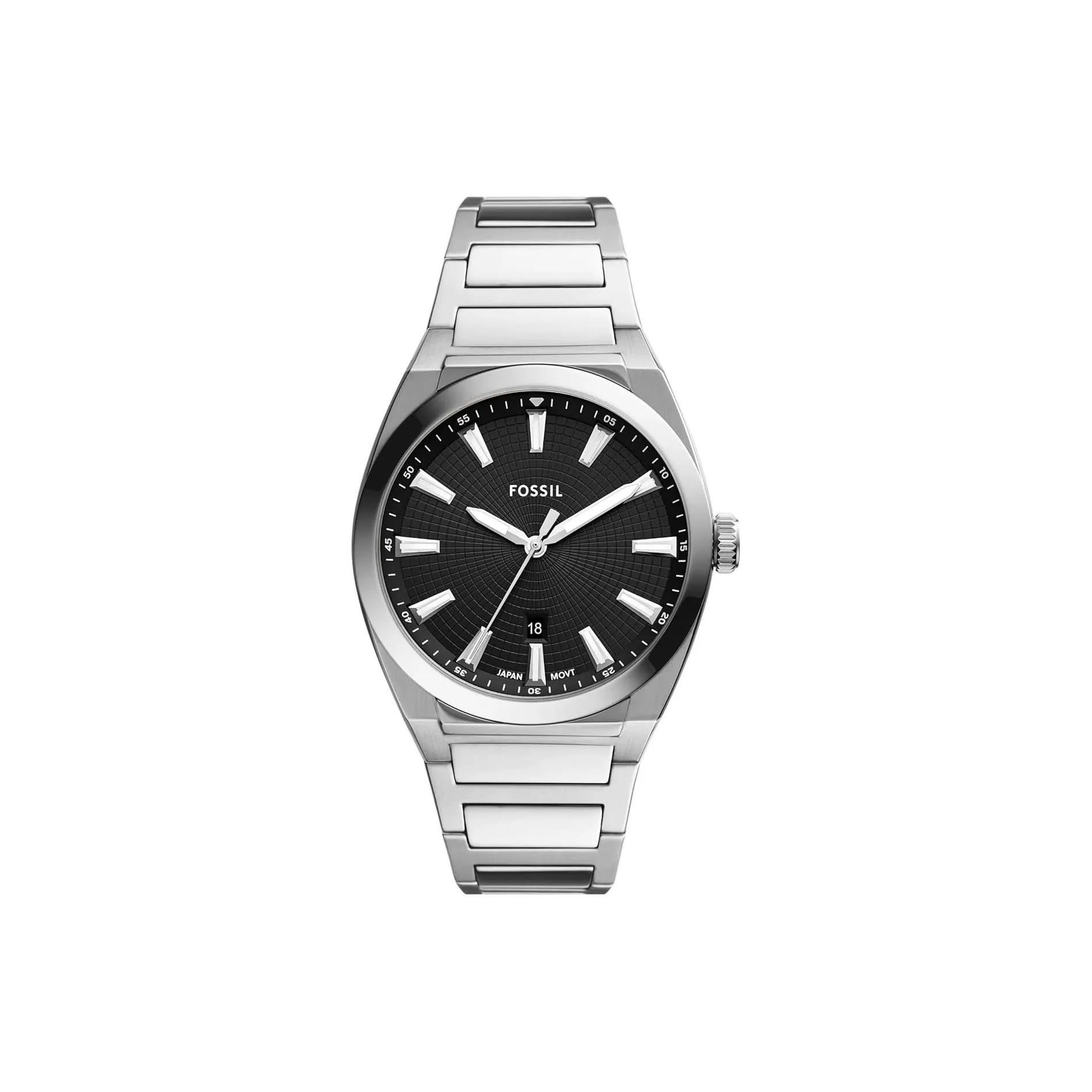 FOSSIL Наручные часы Кварцевый механизм Ремешок из нержавеющей стали 42 мм Черный циферблат Мужские часы