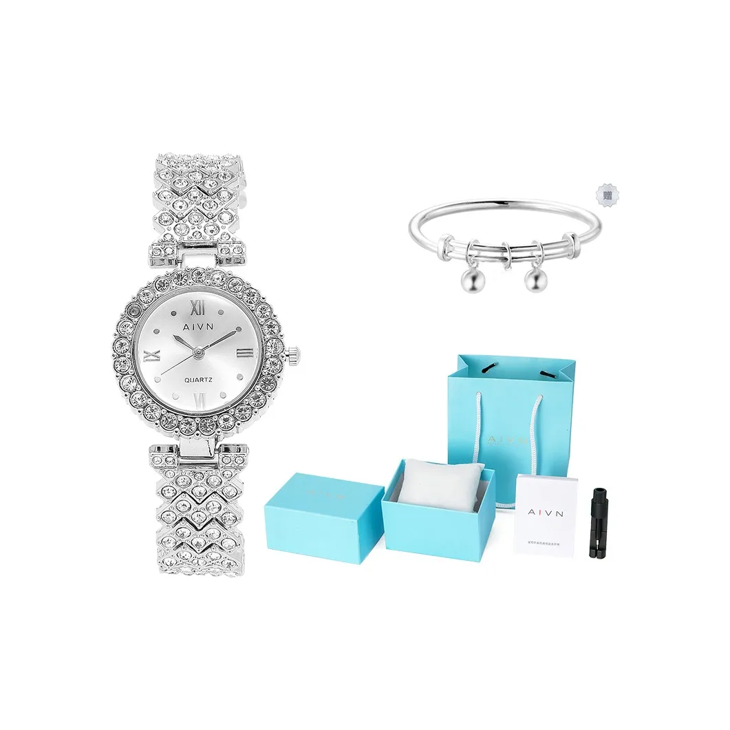 AIVN Полностью покрытый бриллиантами Гипсофила Кварцевый механизм Ремешок из сплава Женские часы