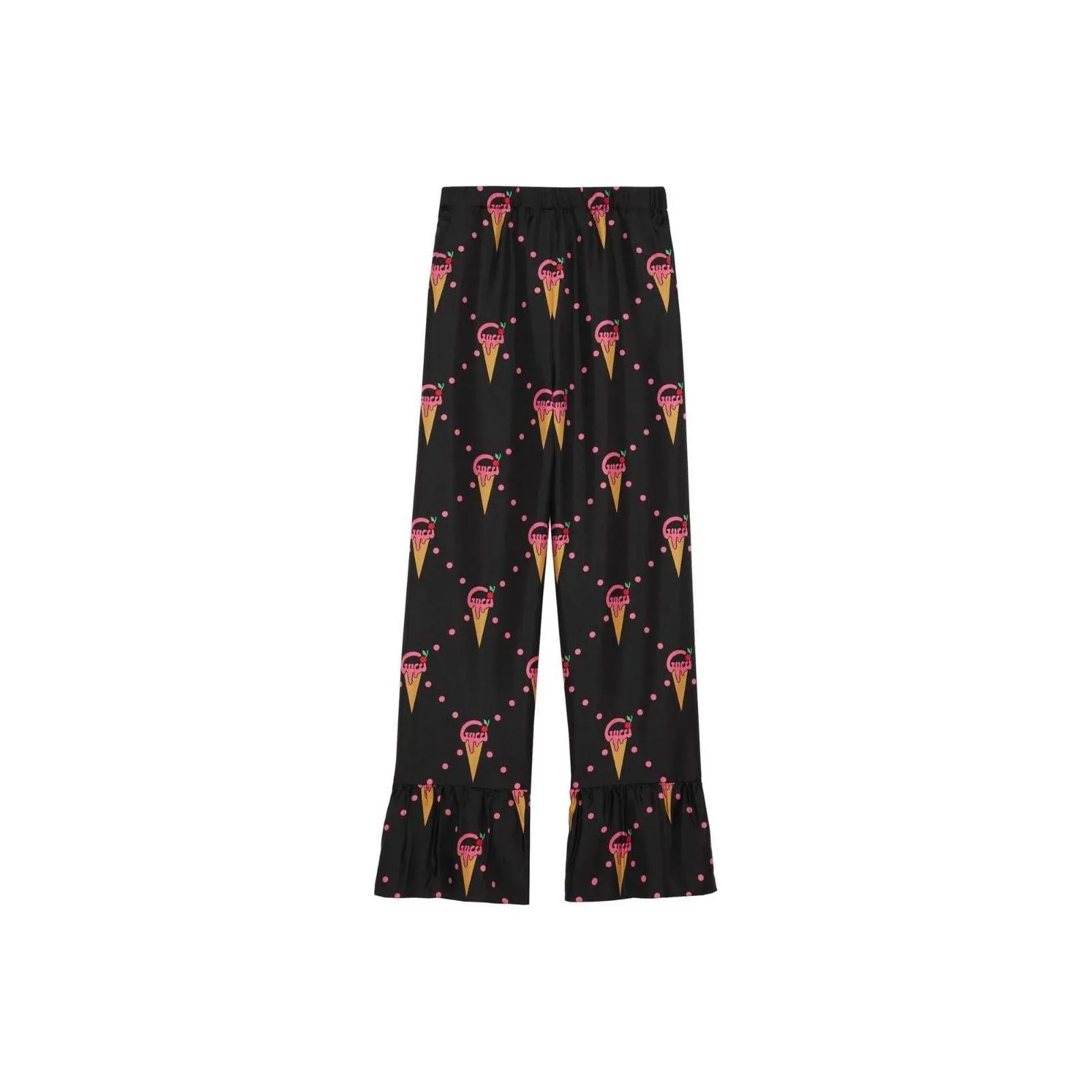 GUCCI Ice Cream Print Silk Trousers