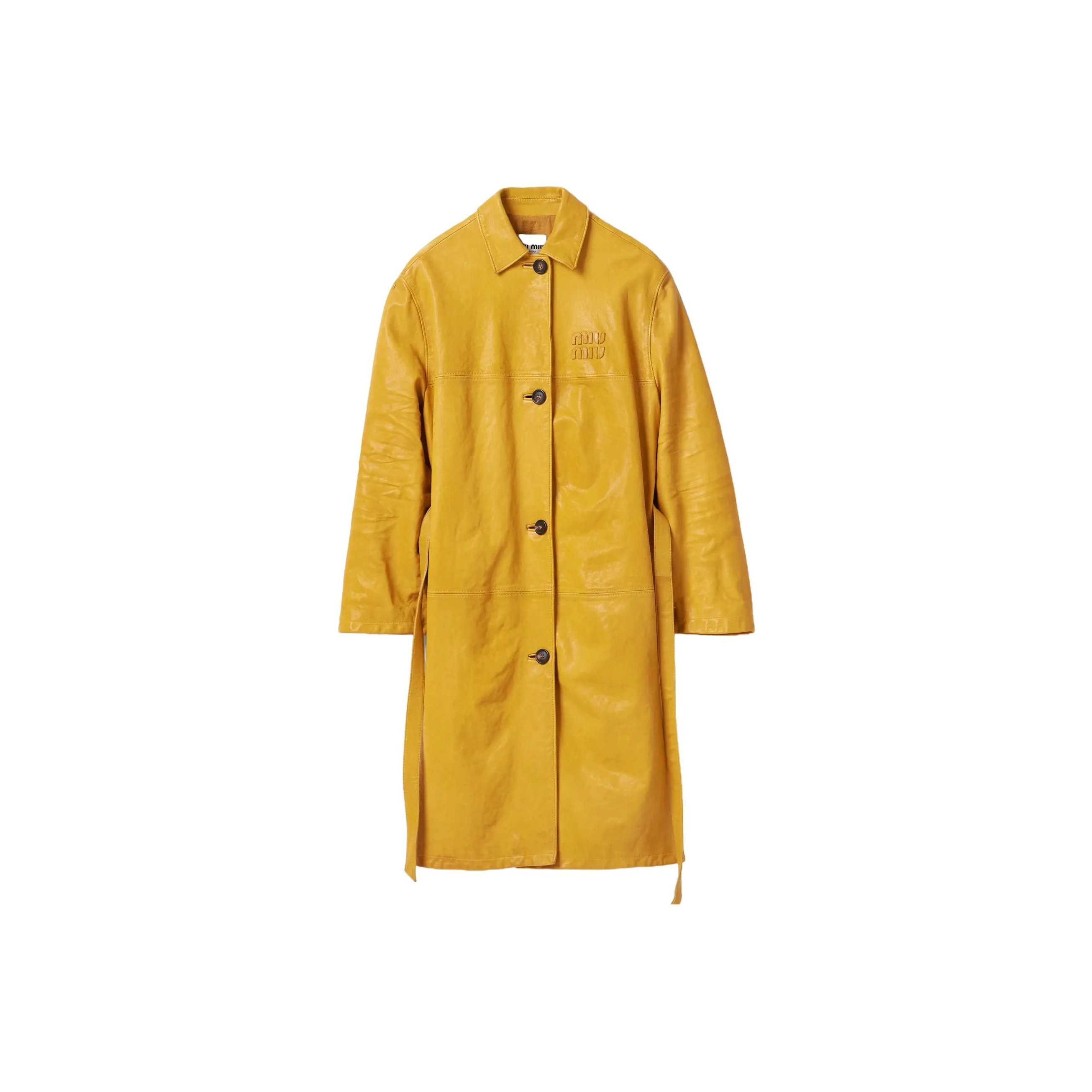 MIU MIU SS24 Leather Jacket Women's Yellow Jade Color