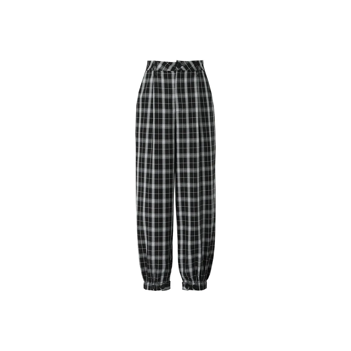 SOON FLOWER Casual Pants Women's Black White Plaid