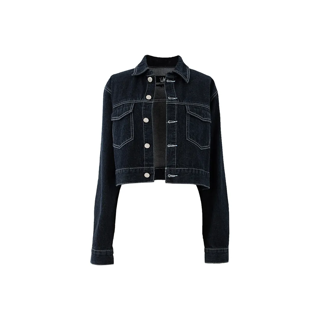 SOON FLOWER Cropped Coats Women's Ink Blue