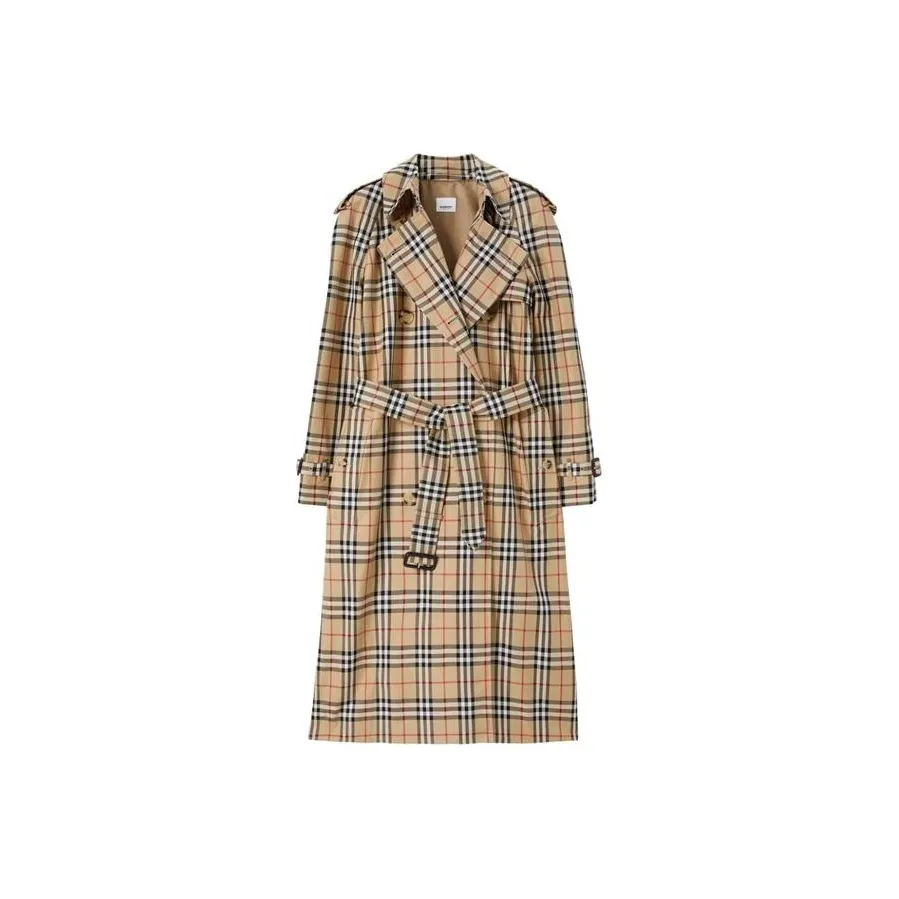 Burberry Vintage Check Printed Belted Trench Coat