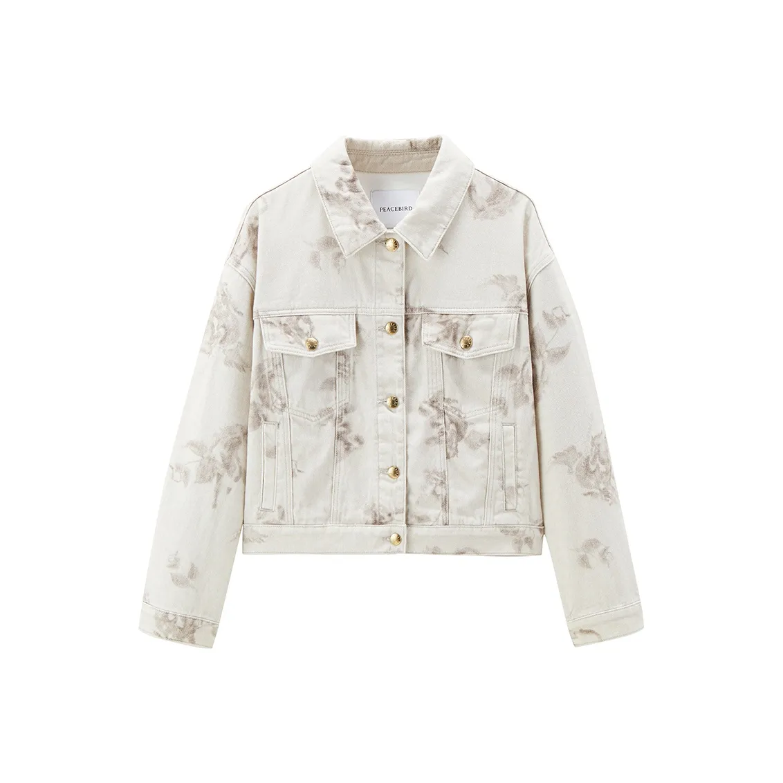 PEACEBIRD Джинсовая куртка женская серый цветочный узор