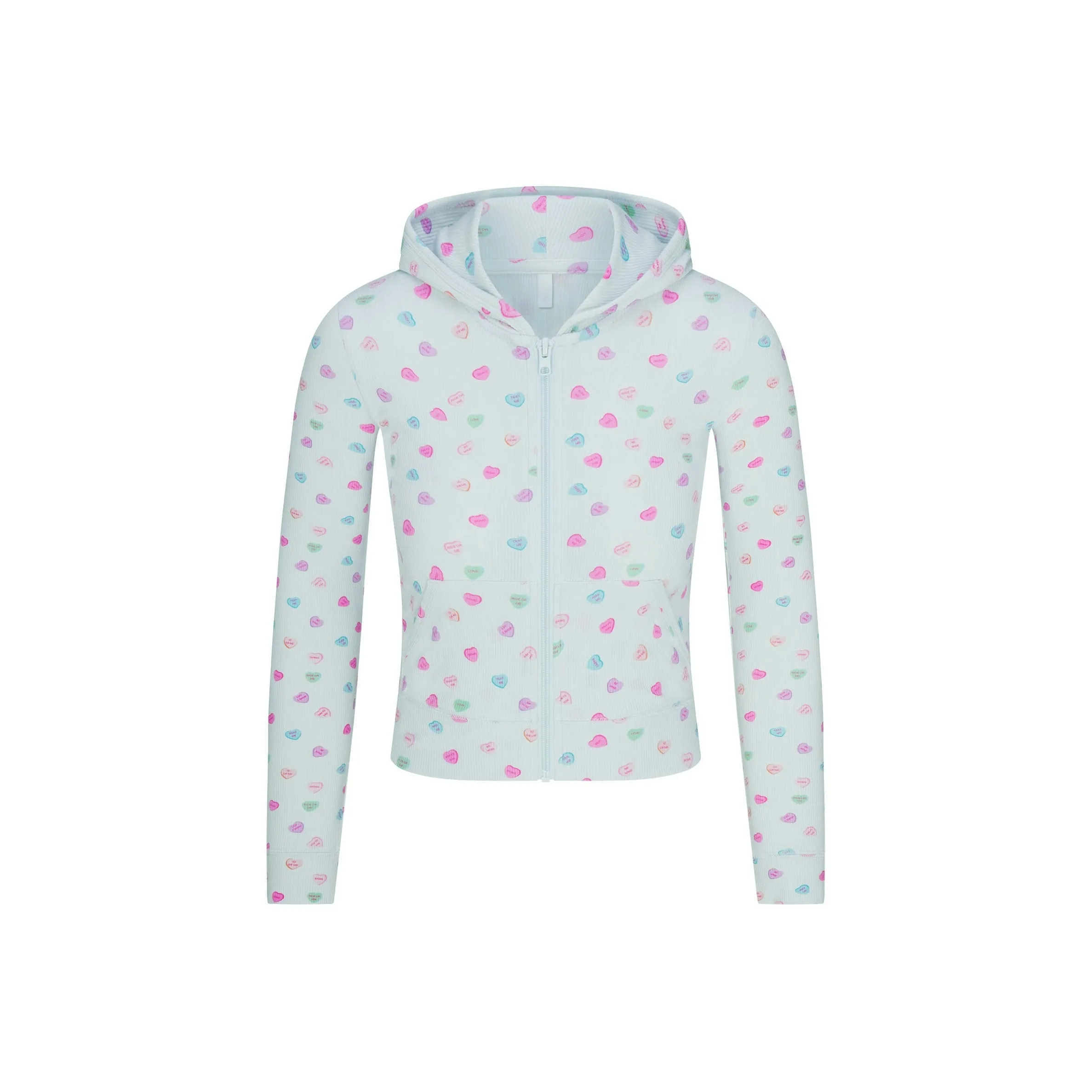 SKIMS Valentine's Day Collection SS25 Мягкий LOUNGE ZIP UP Толстовка Свитшот Женские CLOUD CANDY HEART PRINT