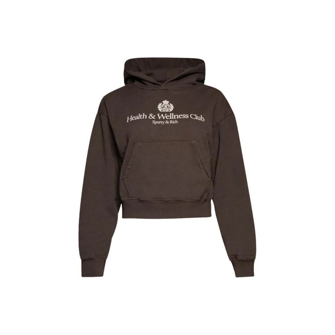 SPORTY & RICH H&W Crest Cropped Hoodie 'Chocolate/Cream'