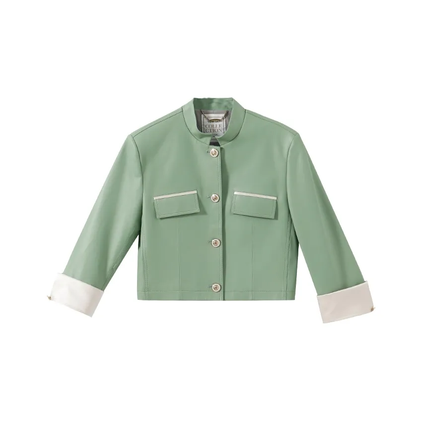 YUMOMO STAR Leather Jackets Women's Cloud Stone Green