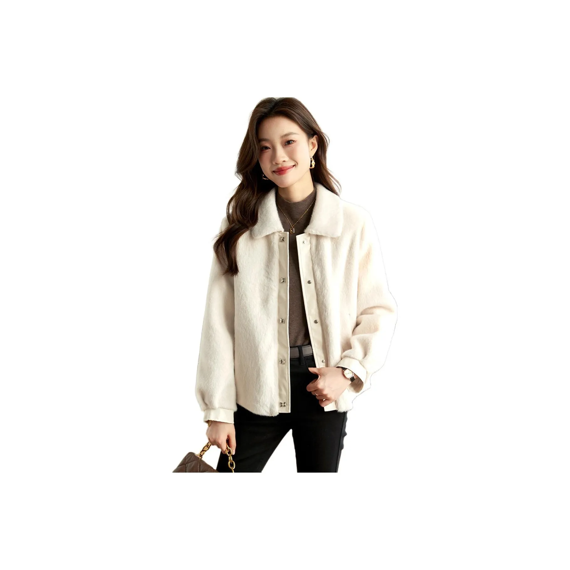 SHANGJING Экрю Женские Меховые изделия