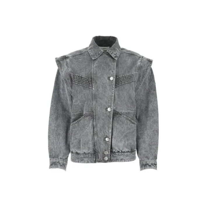 Hoodie Sweatjacket Statement Denim Jackets Women's Gray