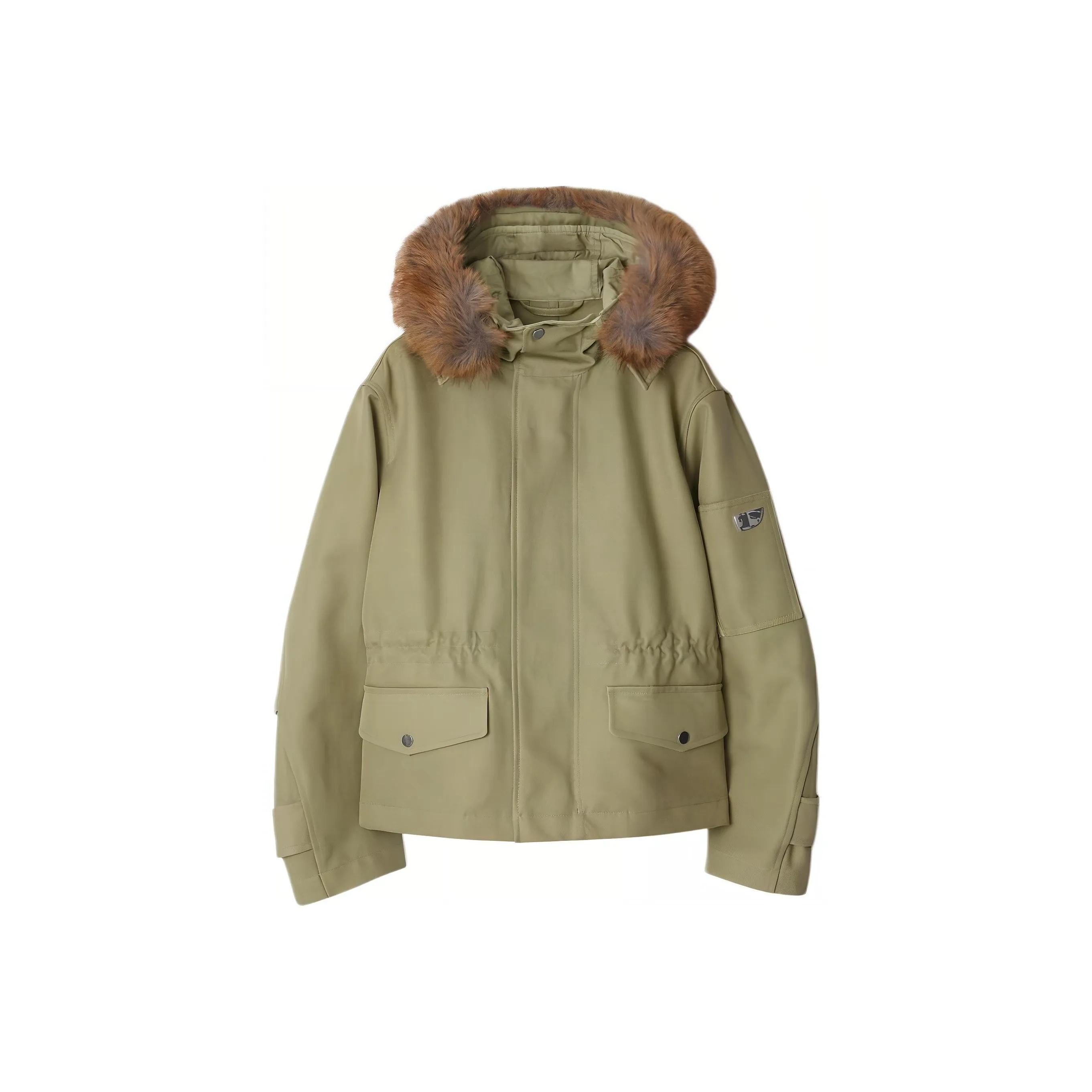 Burberry Faux fur Trim Cotton Parka Coat