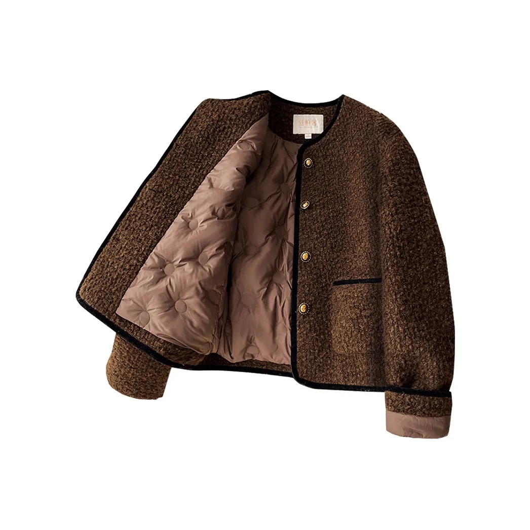 Cypress House Пуховик Женские Стиль Майярд Коричневый