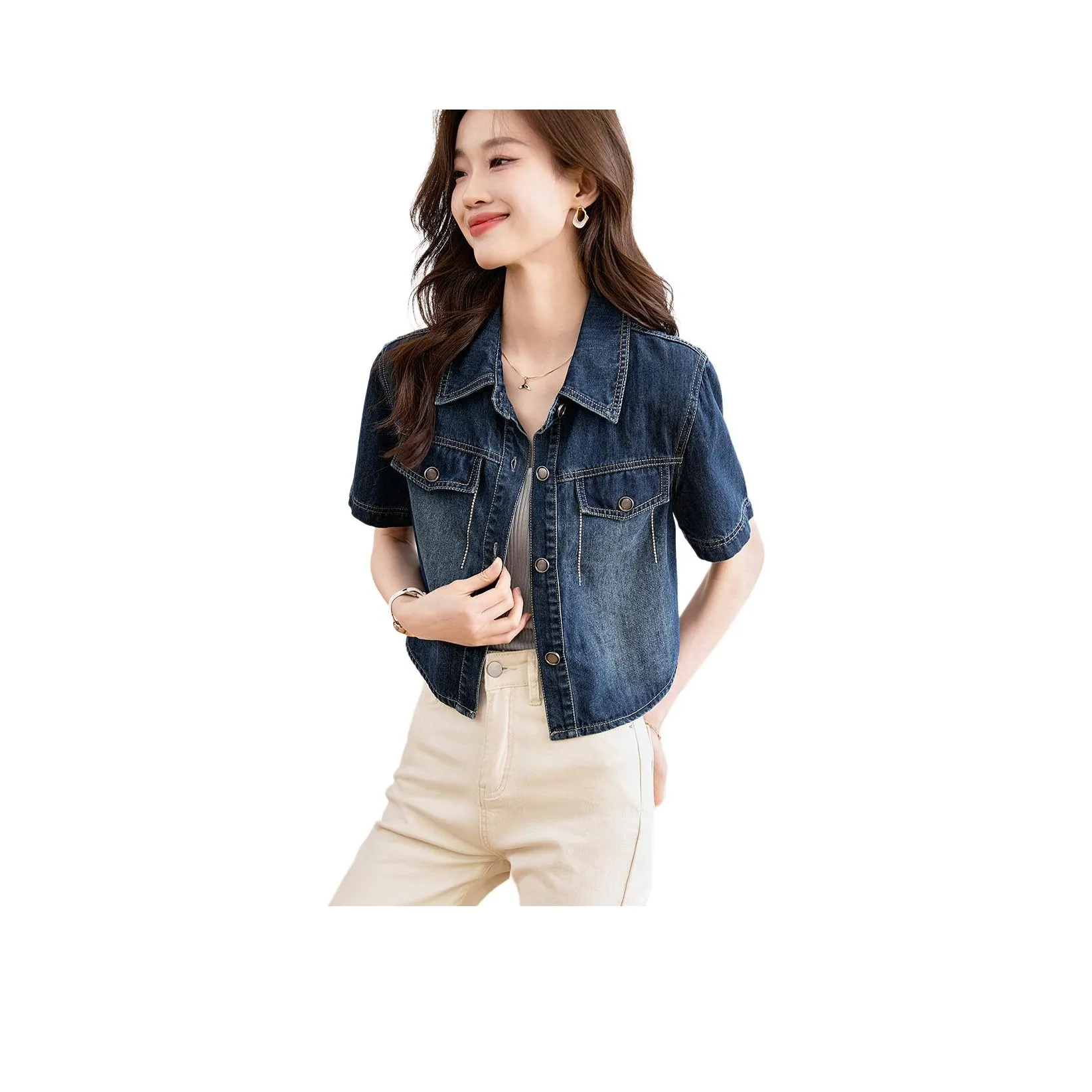 Mo Han Yi Mei Denim Jackets Women's Blue