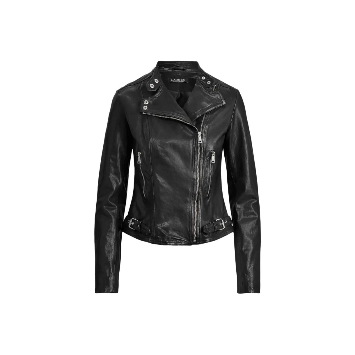 LAUREN RALPH LAUREN SS24 Leather Jacket Women's Black
