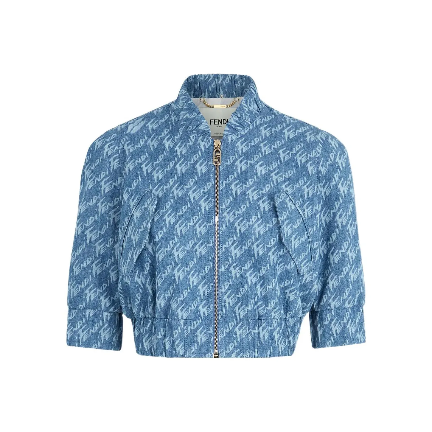 FENDI SS22 Cropped Coat Women's Light Blue