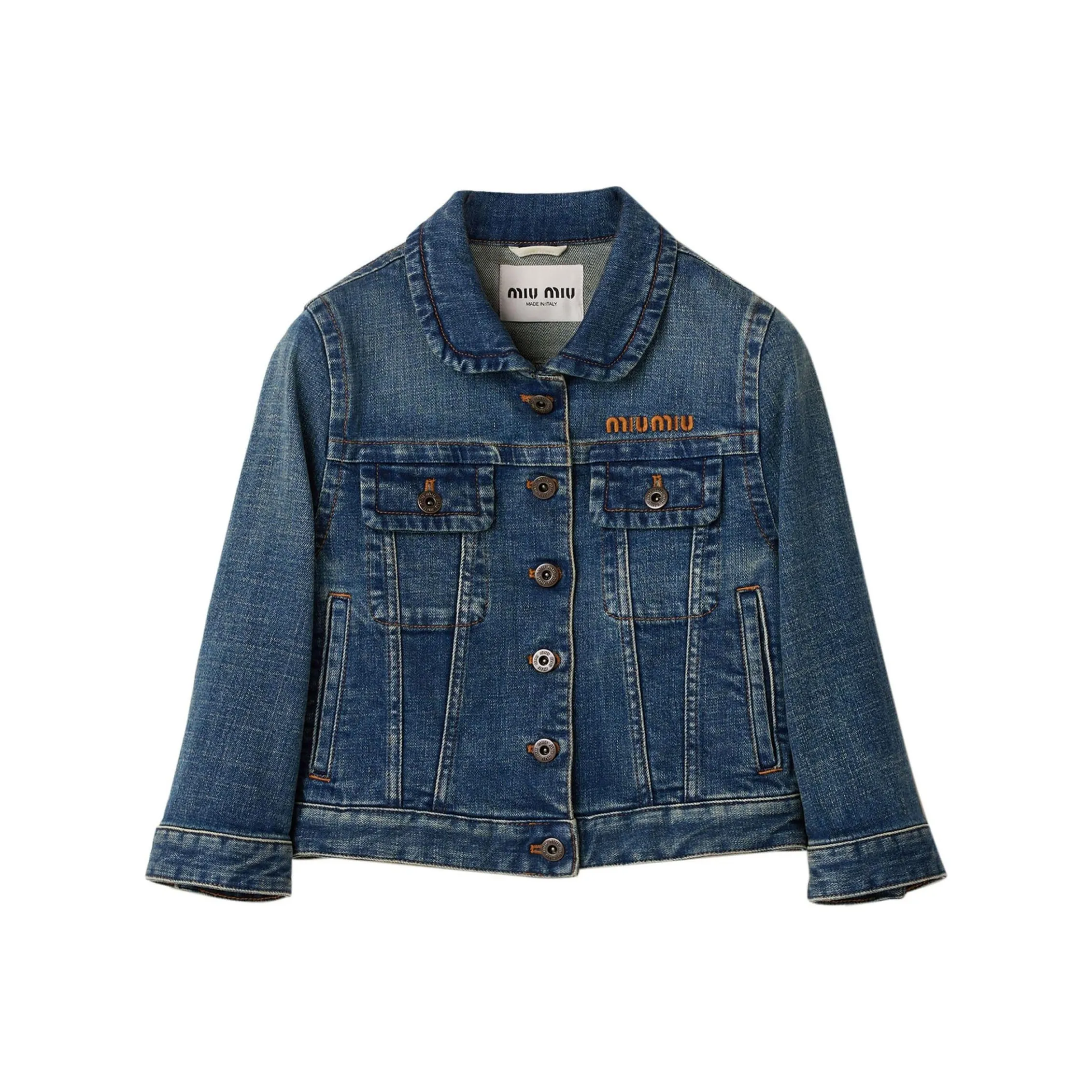 MIU MIU Cropped Stretch Denim Jacket 'Navy'