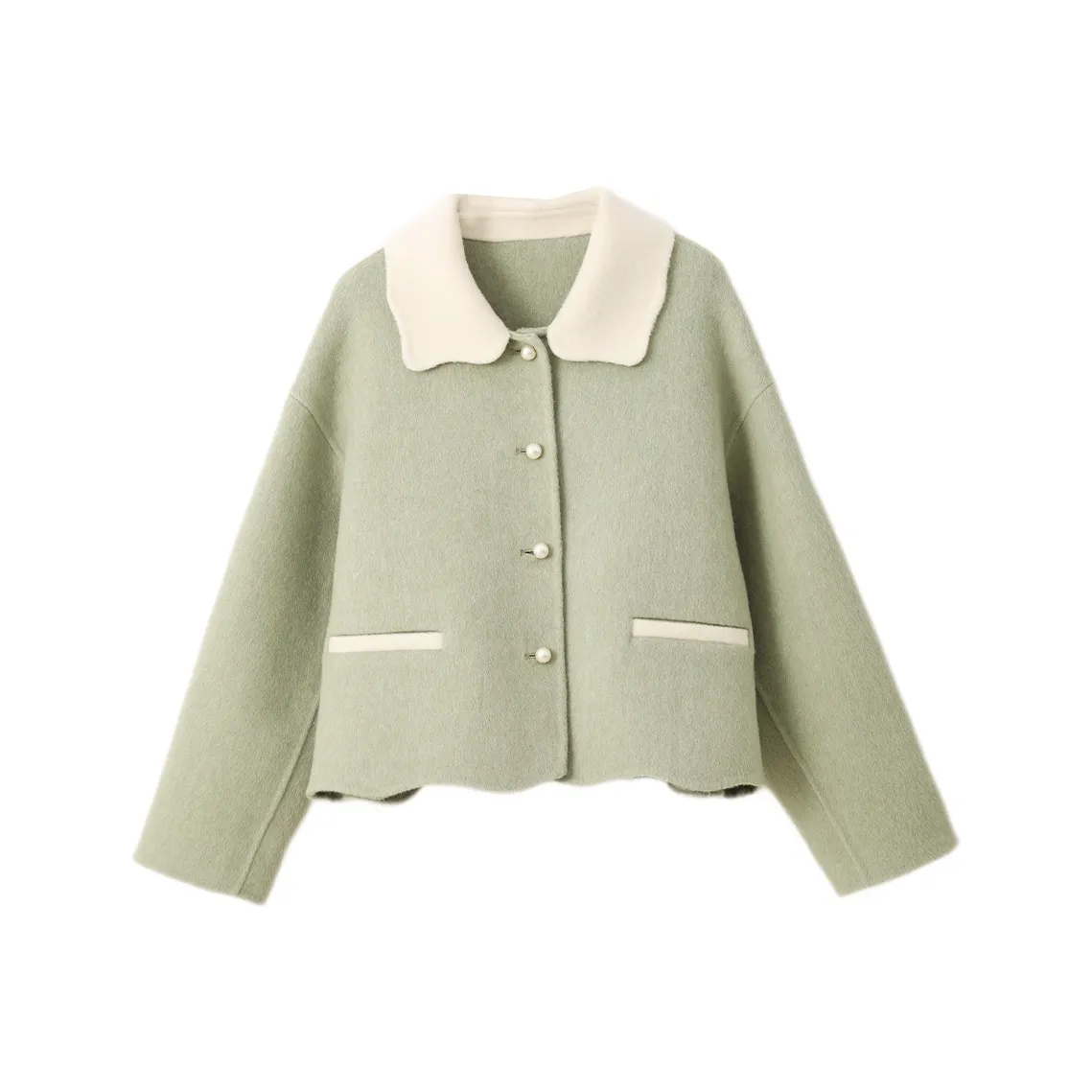 VIMLY Cropped Coats Women's Pea Green