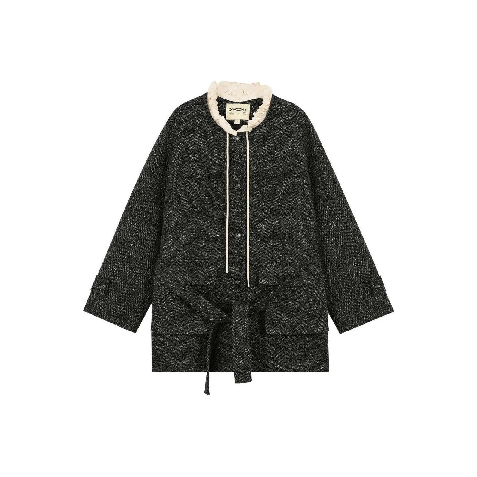 Omont Куртка Женская Черная с узором "Елочка"