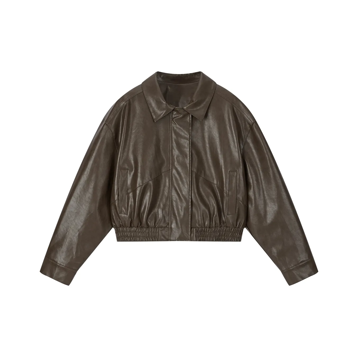 VIMLY Кожа Куртка Женская Кофейного Коричневого Цвета