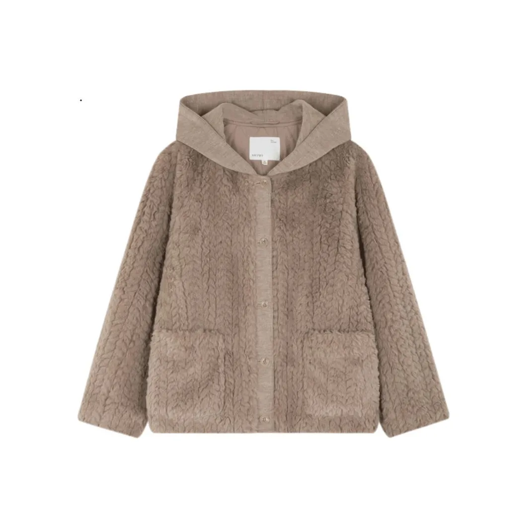 IHIMI Бархат Feel Пальто Женское Молочный Кофейный