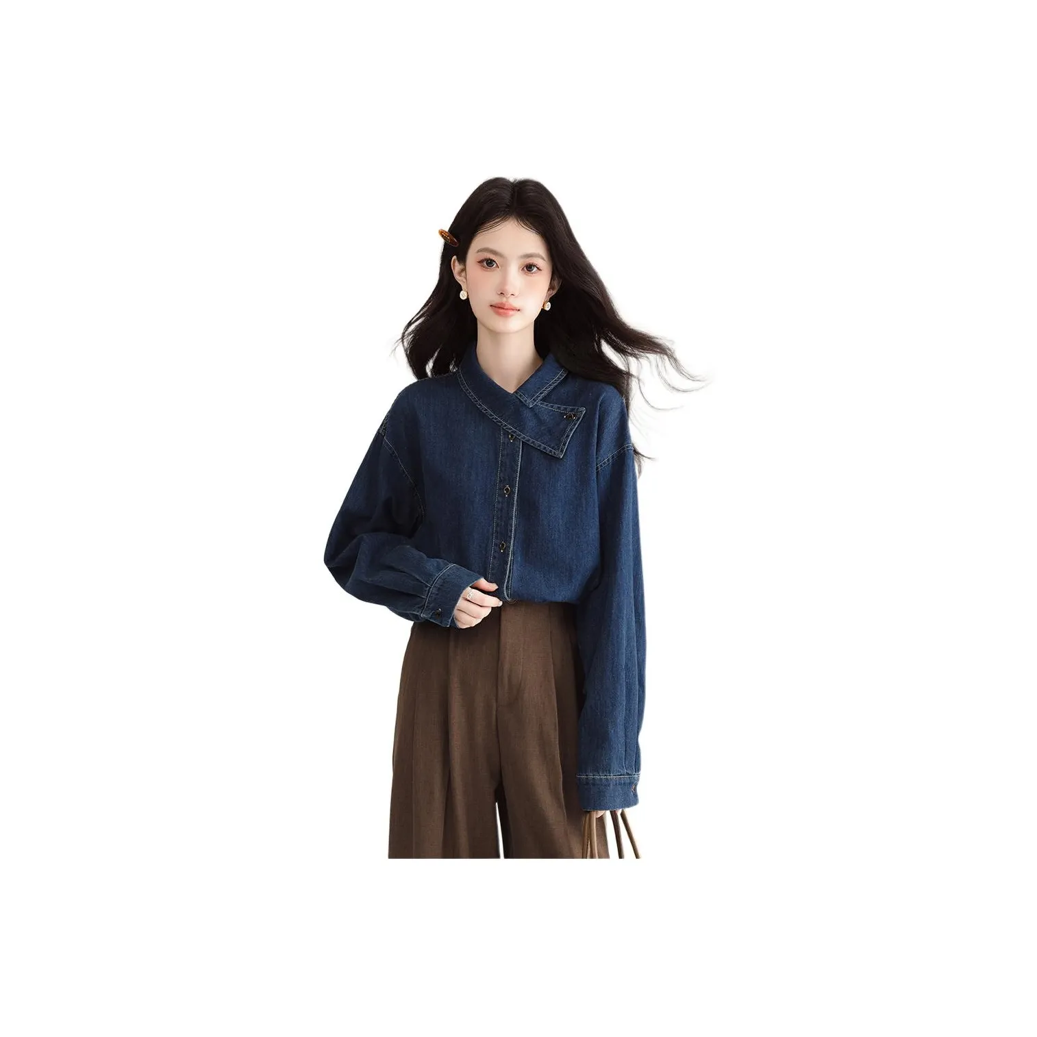 PLANE DRIFT Denim Jacket Women's Dark Blue