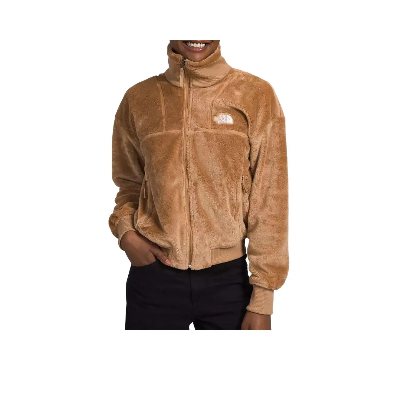 The North Face Luxe Osito Full Zip Бархат Feel Пальто Женские Миндальная паста