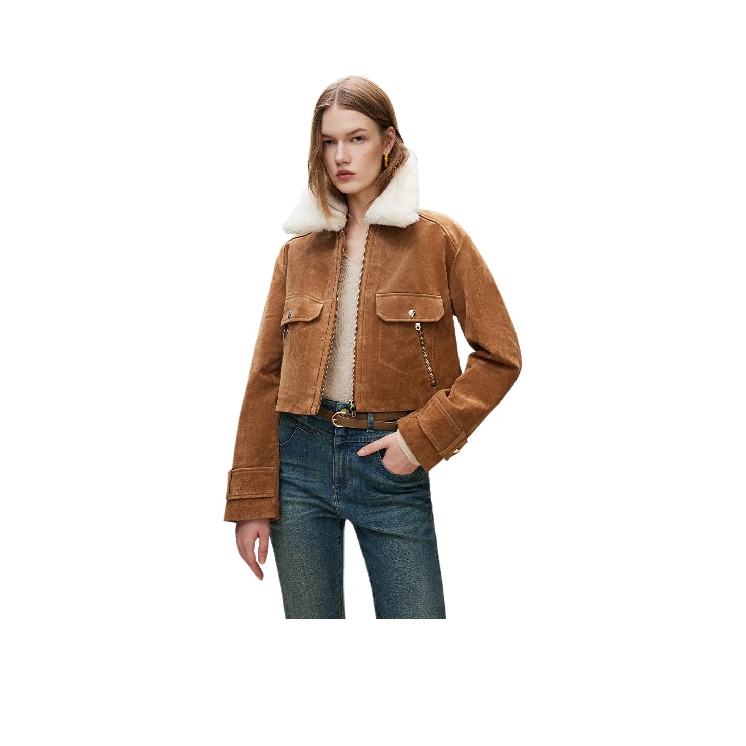 ONLY Длинный рукав кожа куртка пальто женский