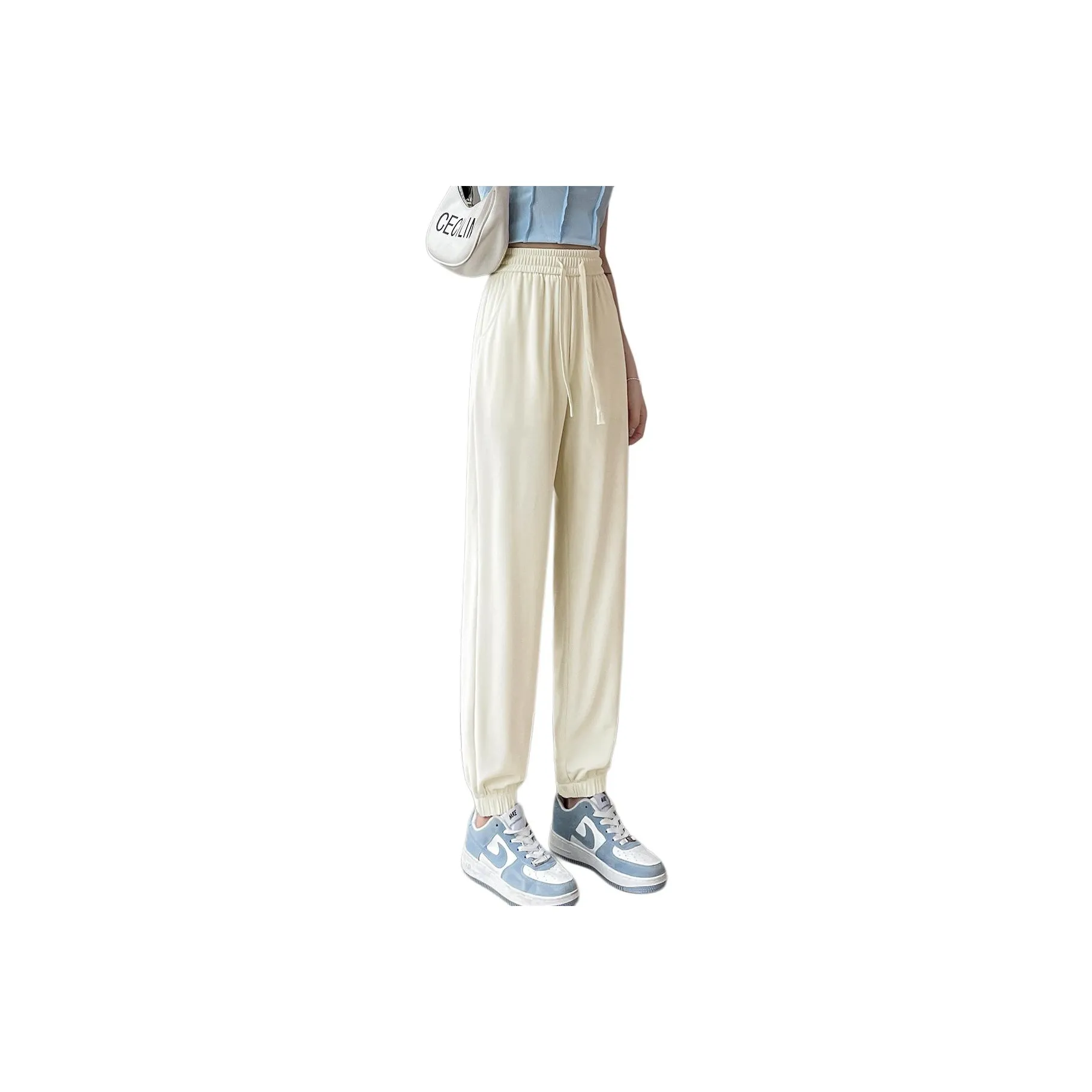 Muzi Casual Pants Women's Beige Apricot