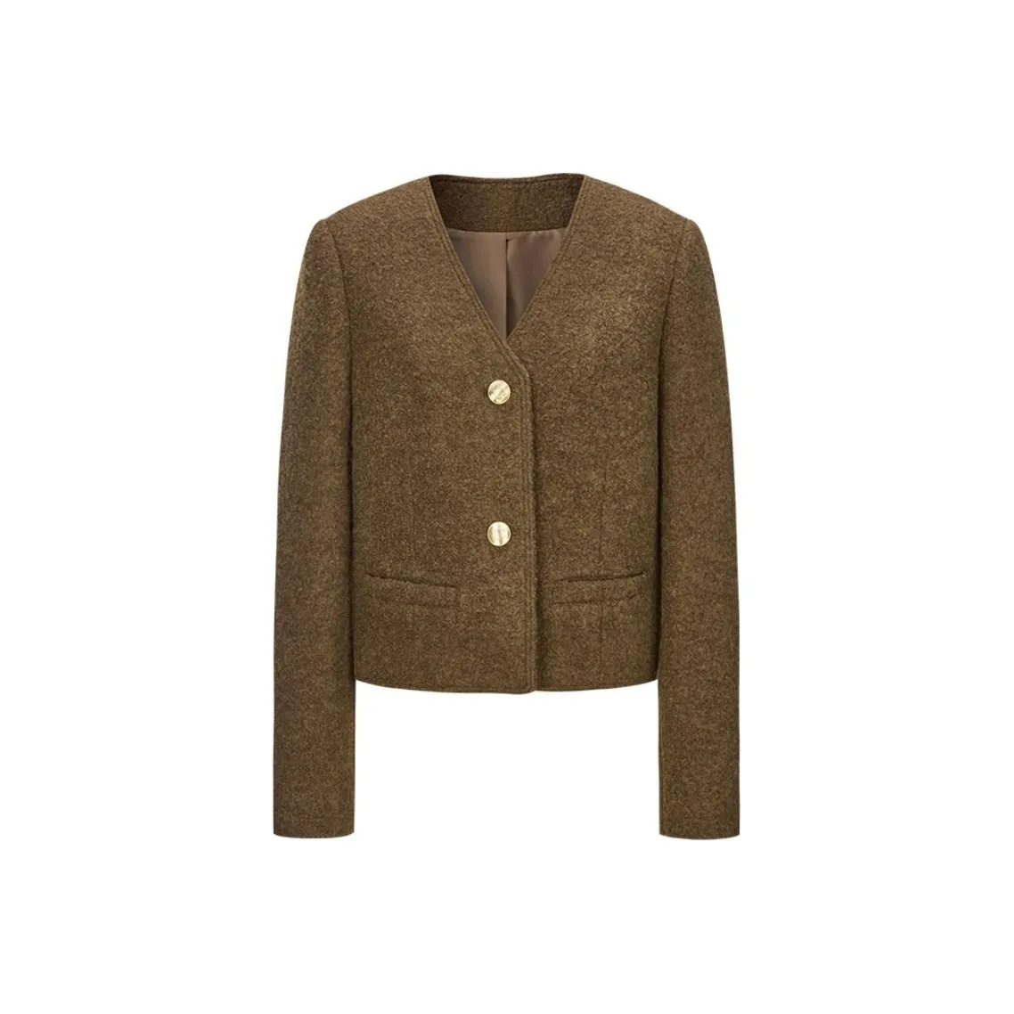 DESIGNICE Cropped Coat Women's Olive Green