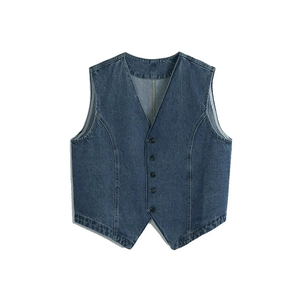 CDAYU Синий Женская Верхняя одежда Модный/Жилет/Женская Стильная Жилетка/Премиум/Свободный крой/Элегантный/Trendy/Привлекательный/Жилет Свободный крой/Неформальный стиль/Женские Жилеты