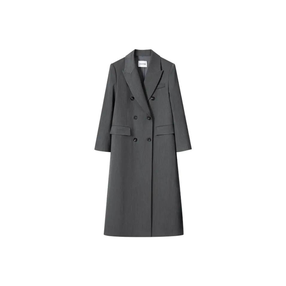 MOSIIMORII Trench Coat Women's Elegant Gray